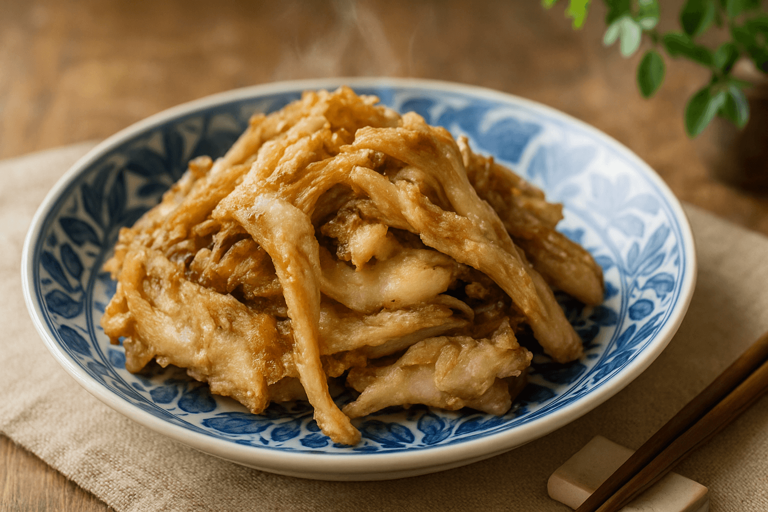 Maitake with Potato Starch (Katakuriko Yaki) finished dish