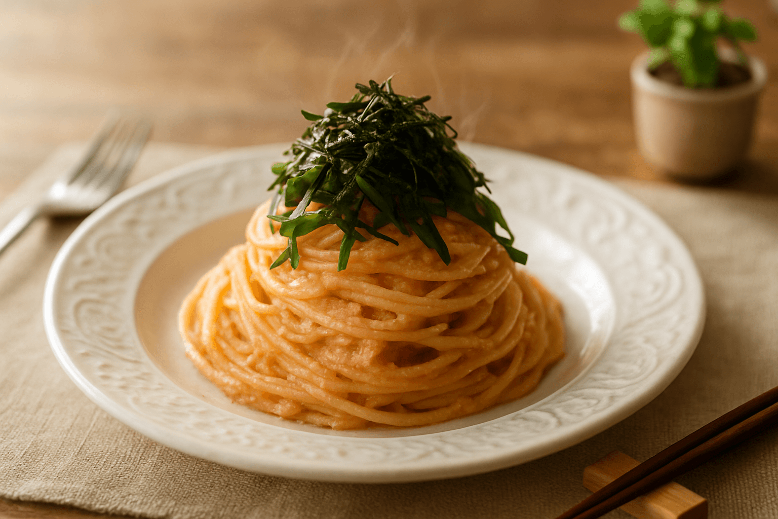 明太子パスタの完成写真
