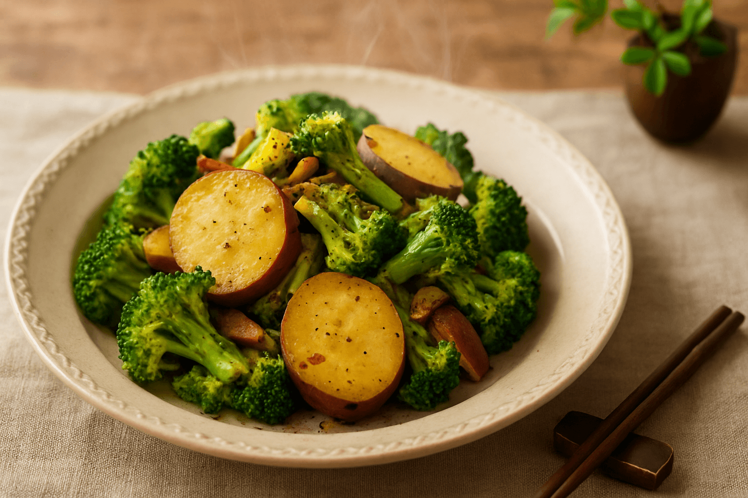 さつまいもとブロッコリーのホットサラダの完成写真