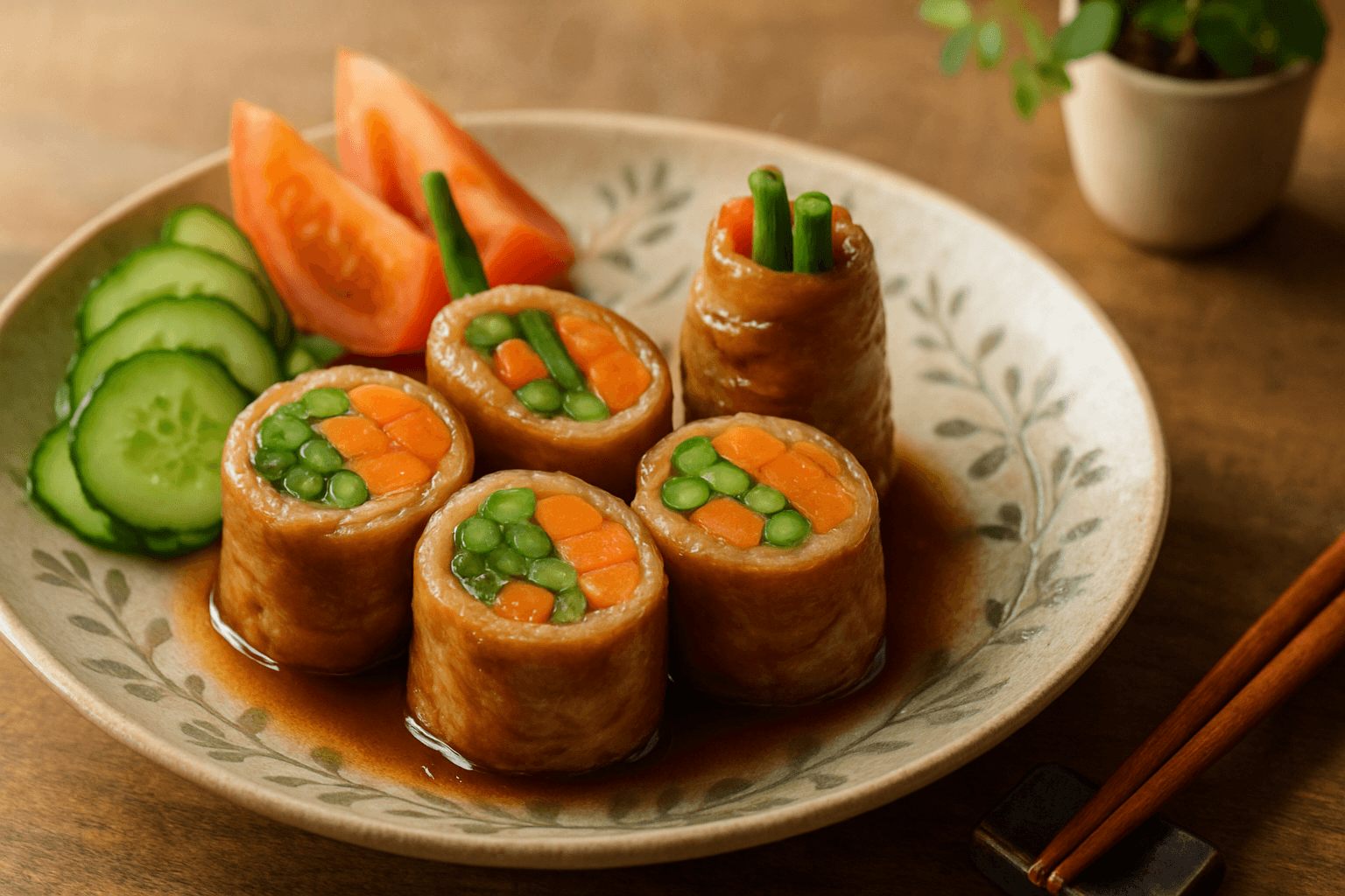 いんげんと人参の肉巻きの完成写真