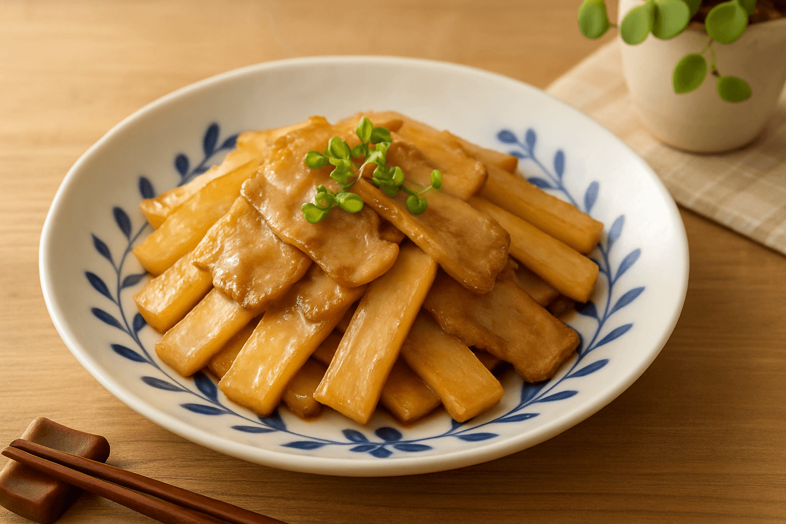 豚バラと長芋のオイスター炒めの完成写真