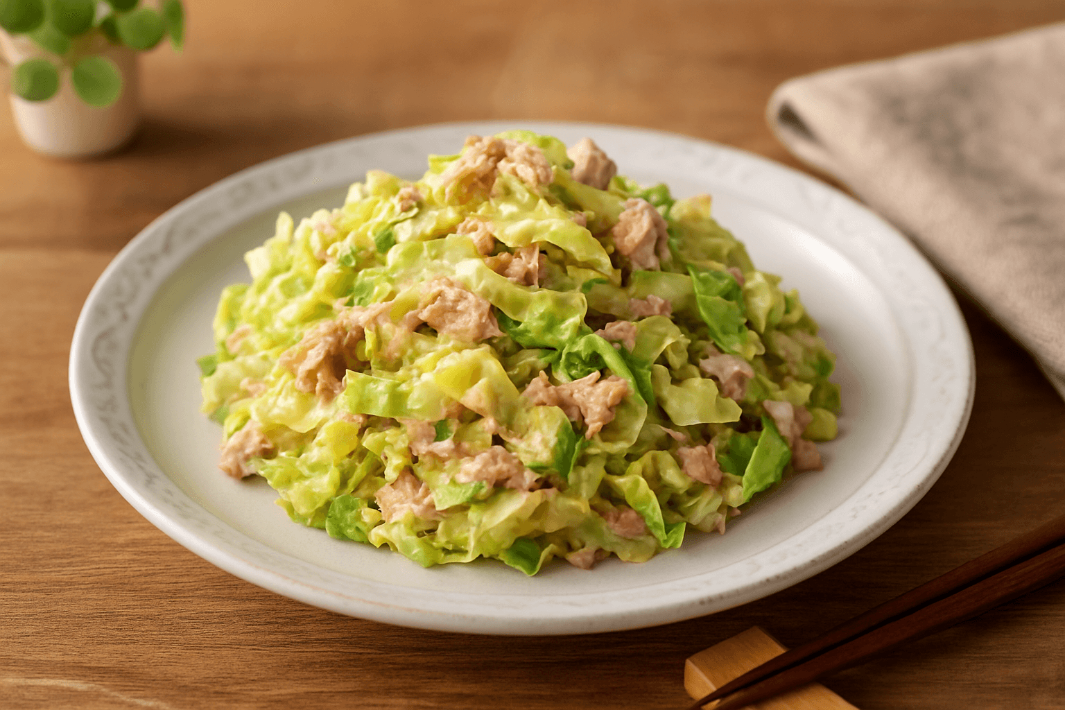 Cabbage Tuna Mayo Salad finished dish