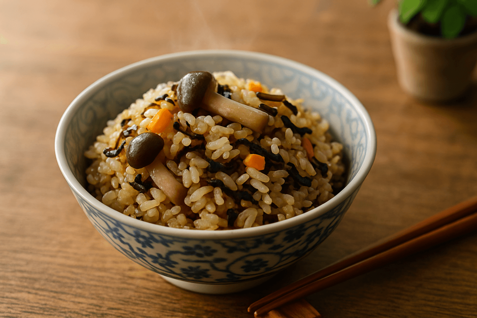 香ばしく仕上がる！塩昆布炊き込みご飯