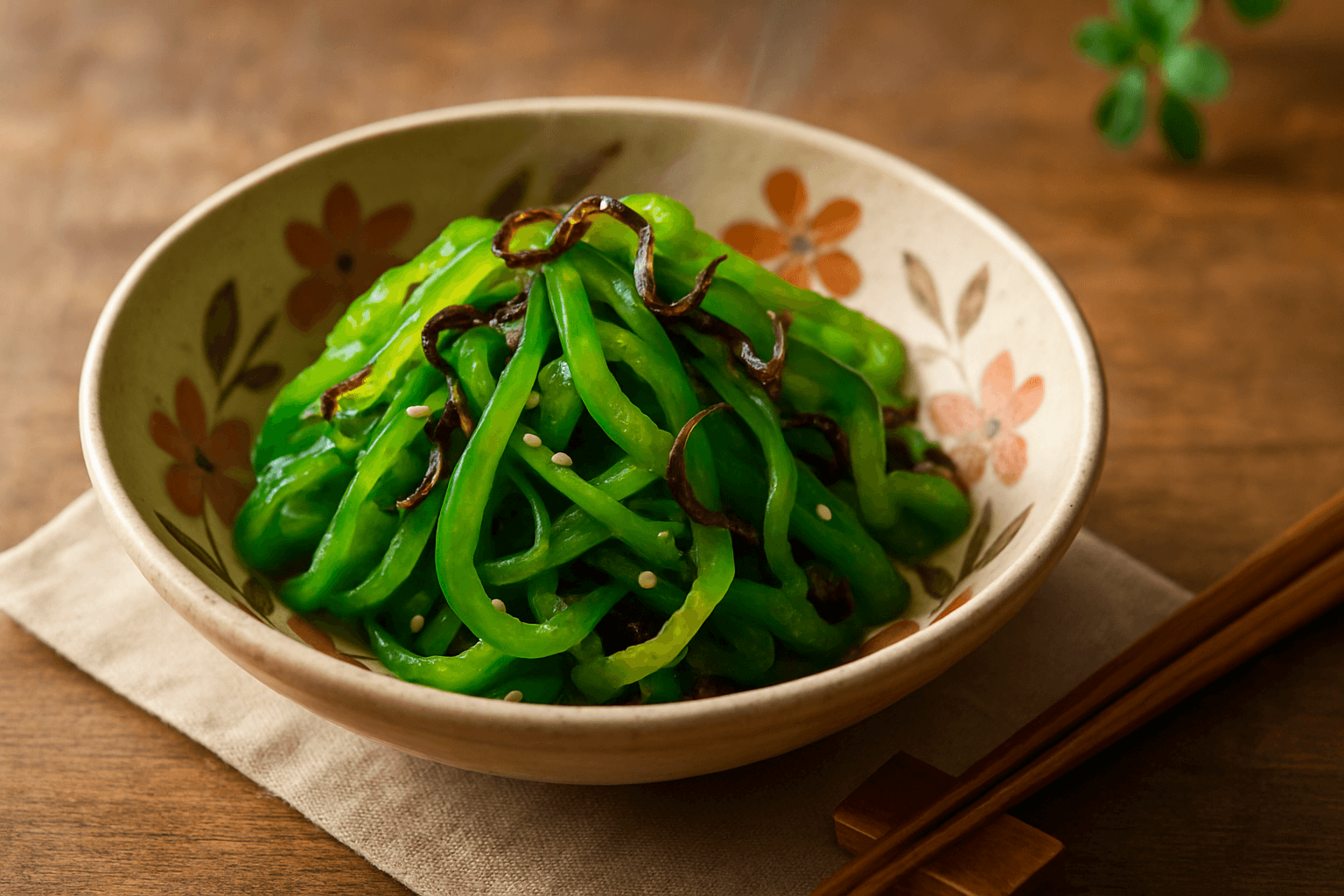 ピーマンの塩昆布和えの完成写真