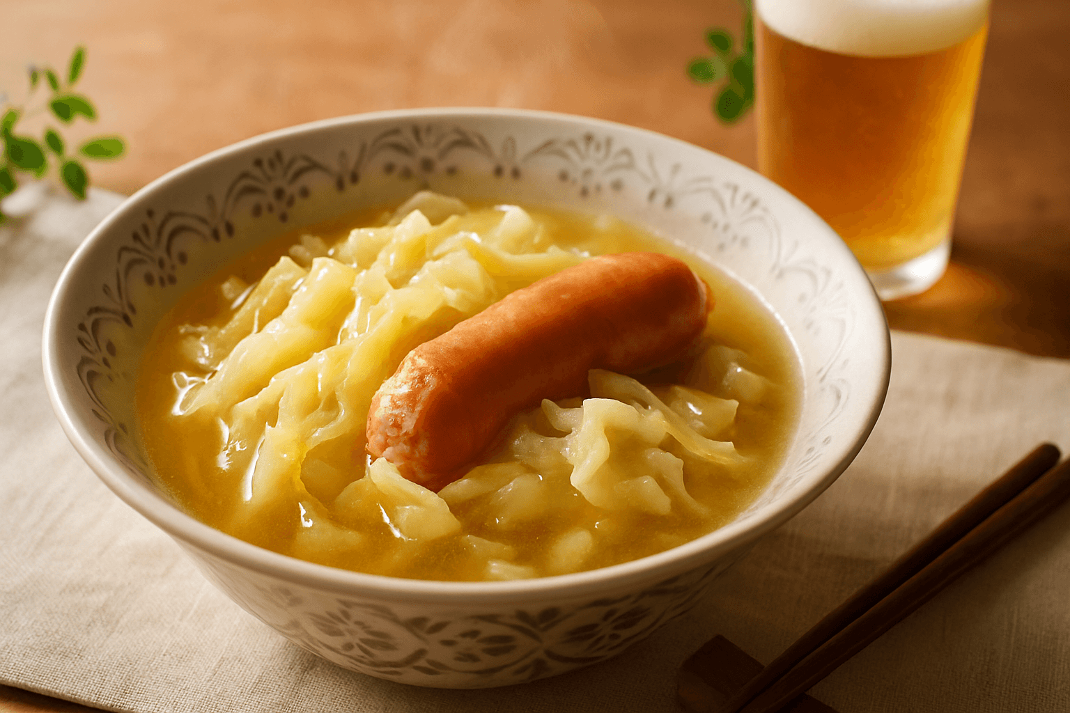 キャベツとウインナーのスープの完成写真