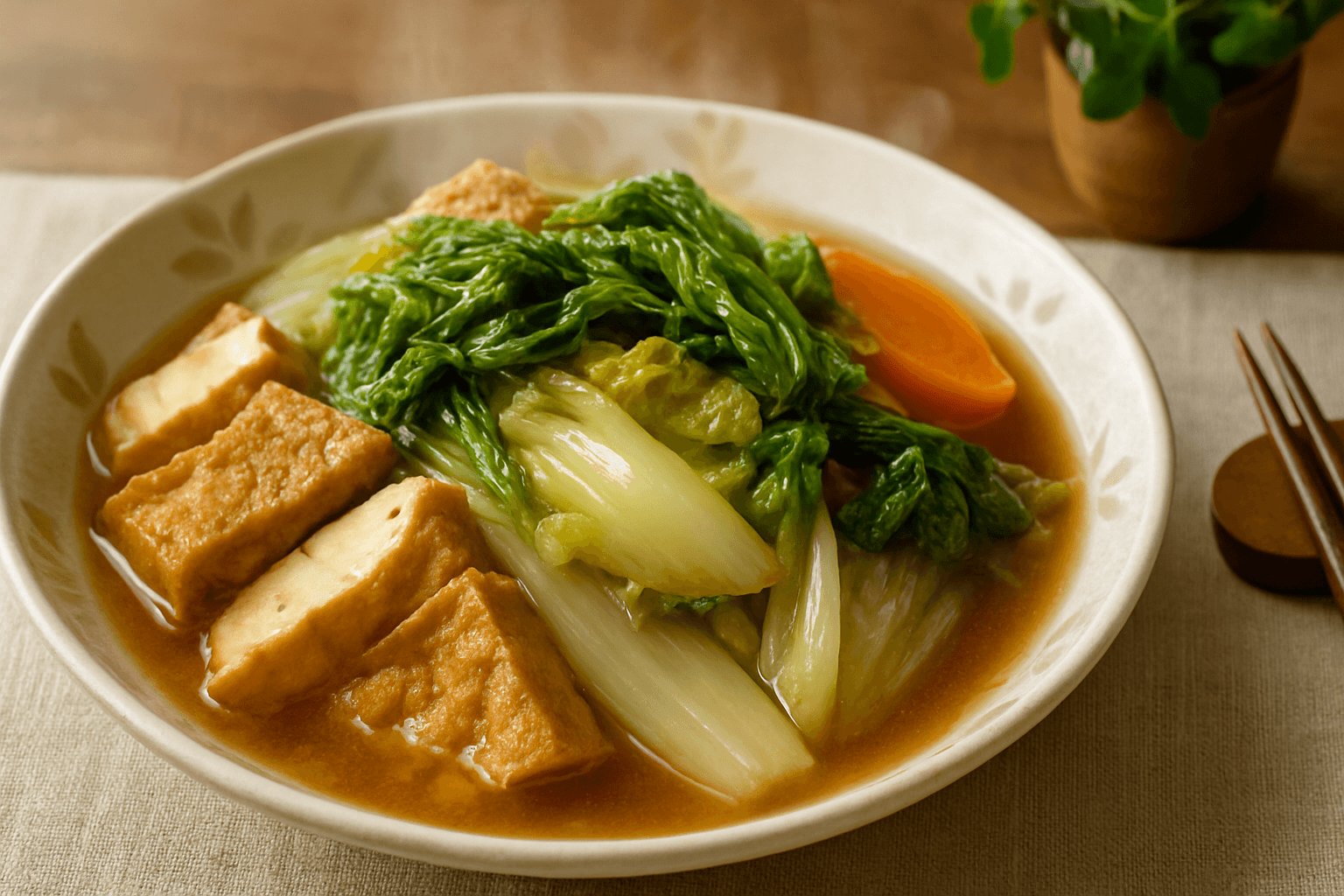 白菜と厚揚げのくたくた煮の完成写真