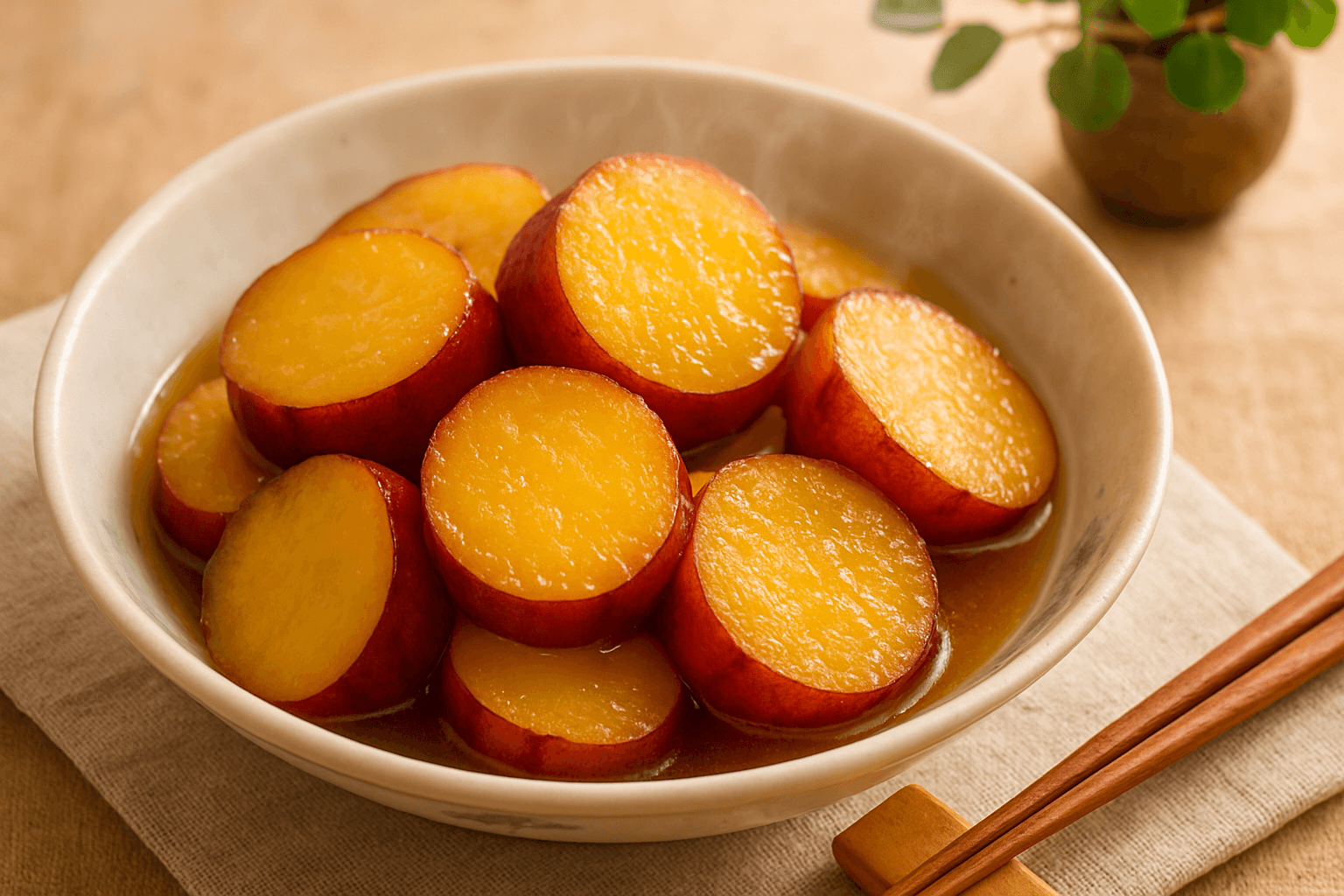 甘酸っぱい香りが魅力のさつまいも煮