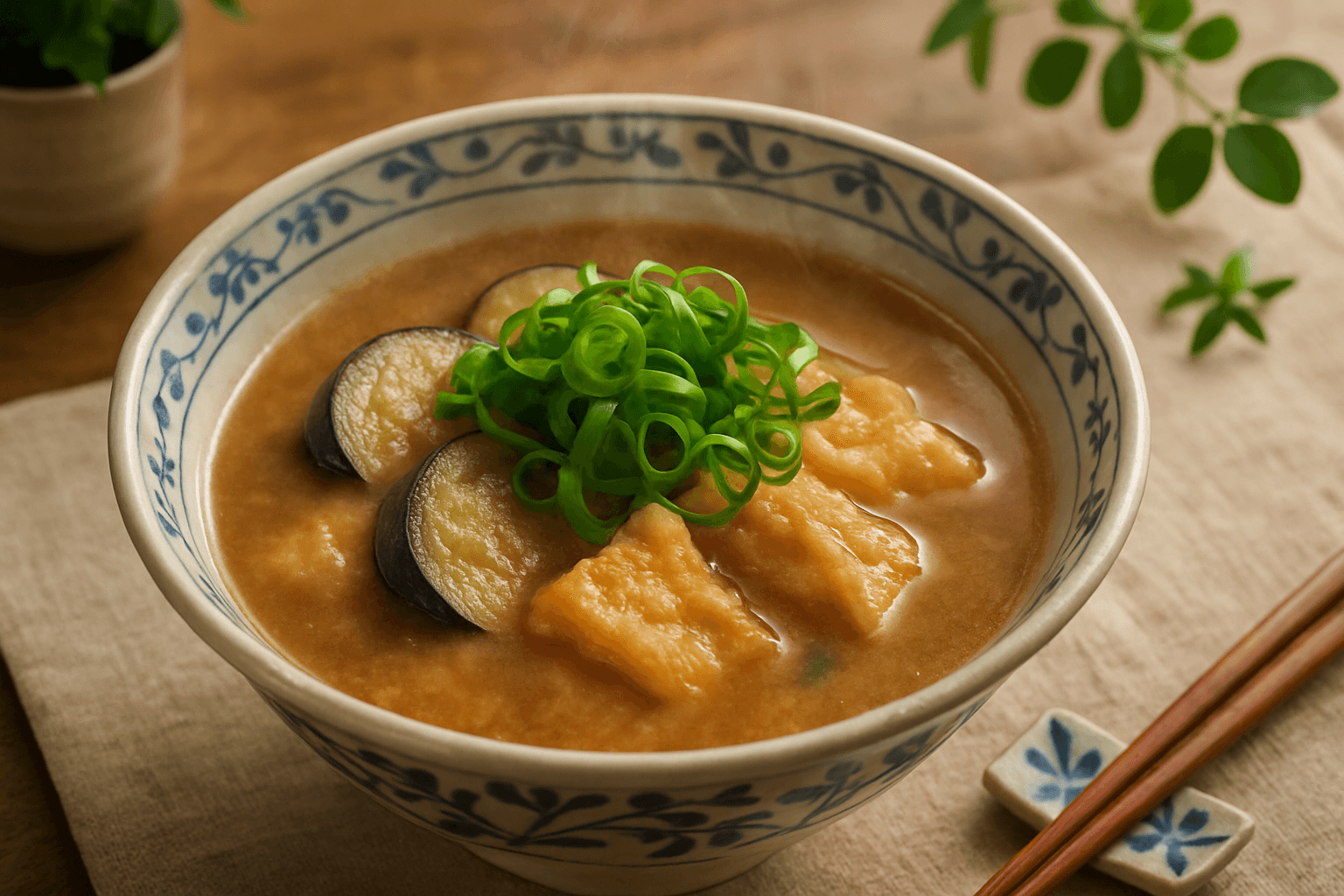 ナスの味噌汁の完成写真