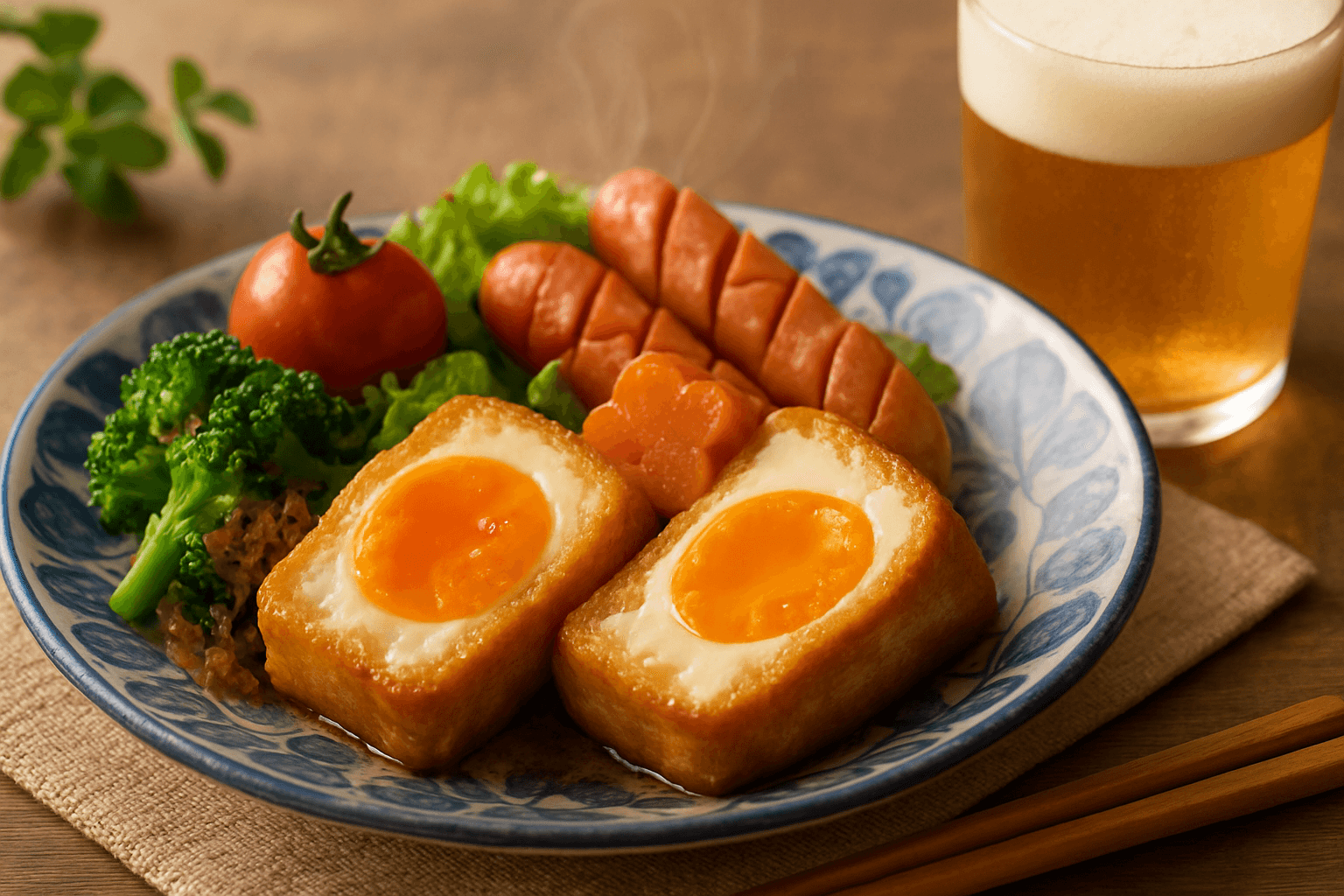 卵と甘辛味が融合した油揚げ焼き