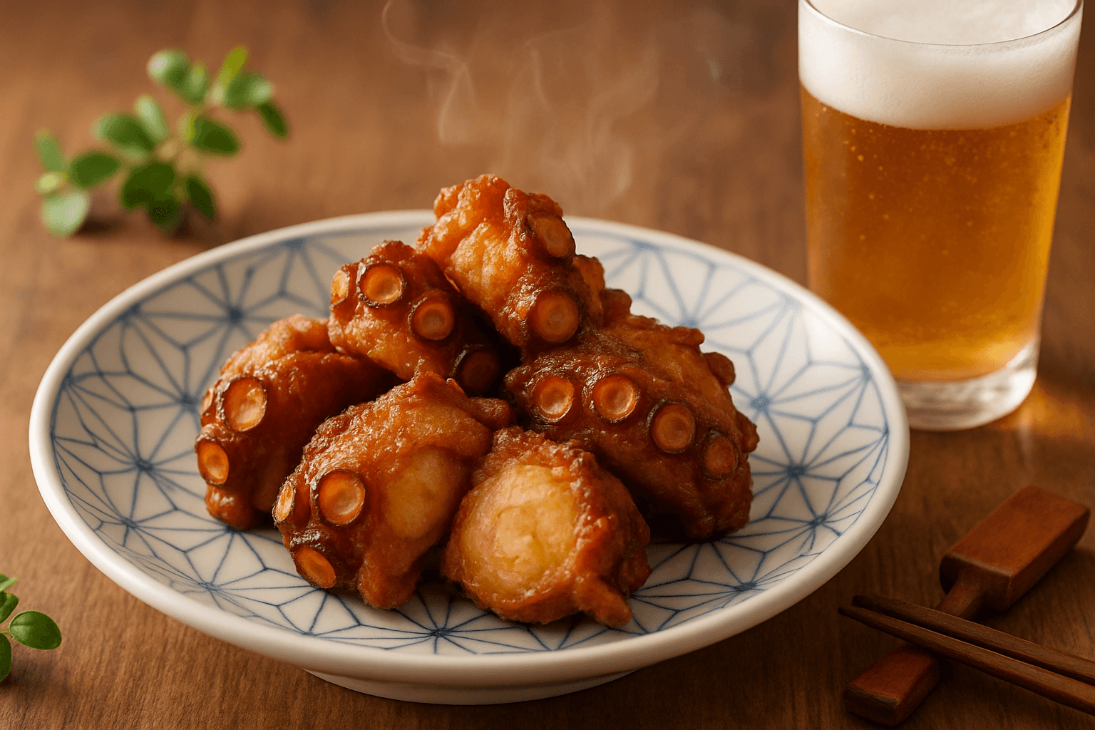 ジューシーに仕上がるタコの香ばし唐揚げ