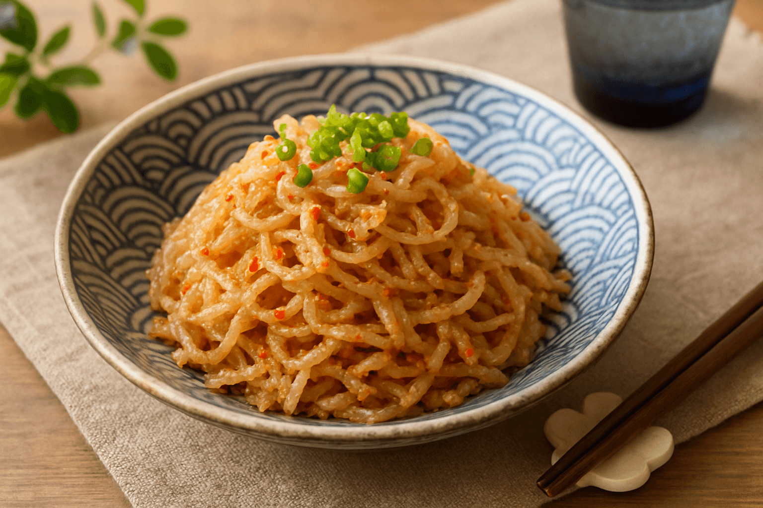 Mentai Shirataki Stir-Fry finished dish