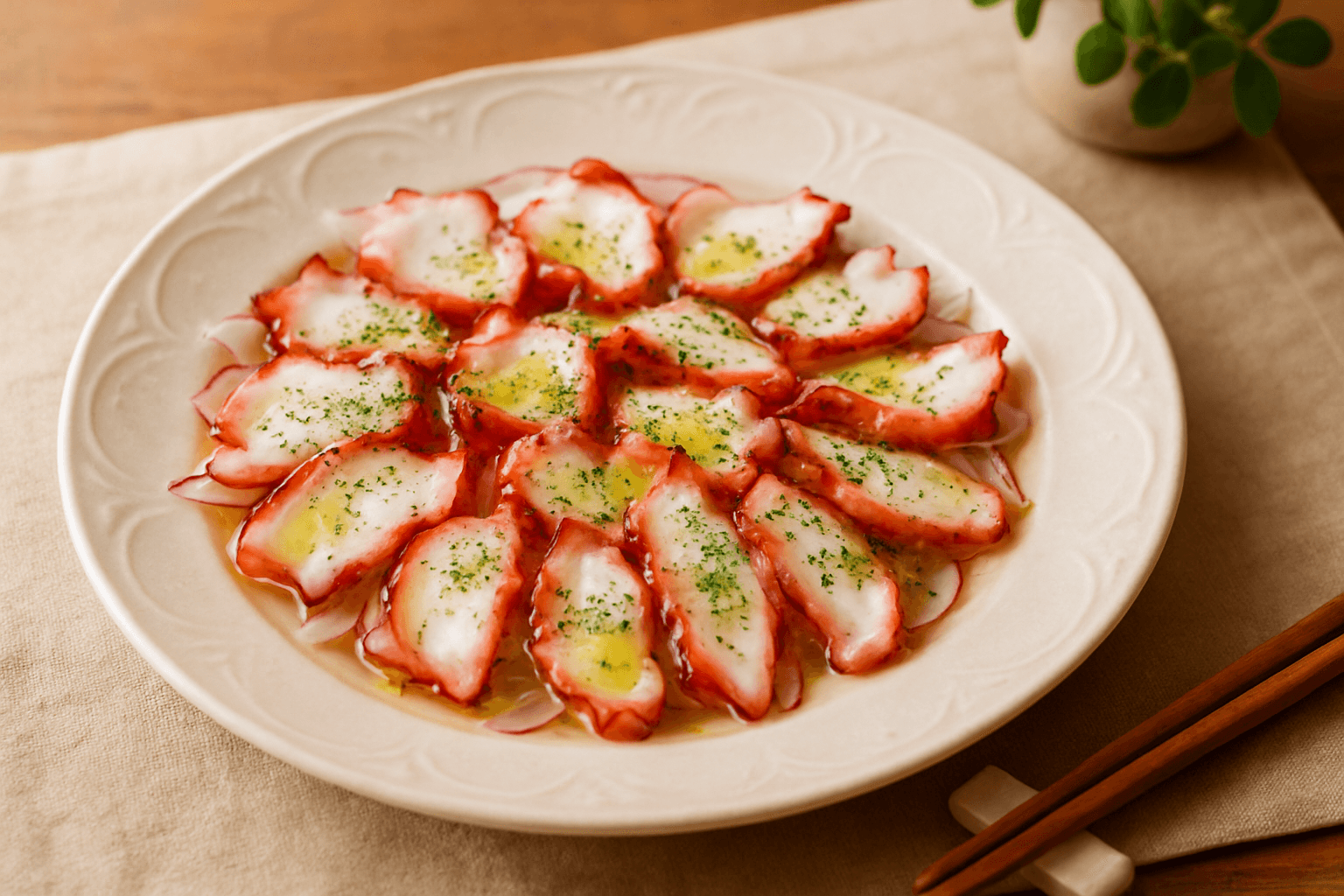 タコのカルパッチョの完成写真