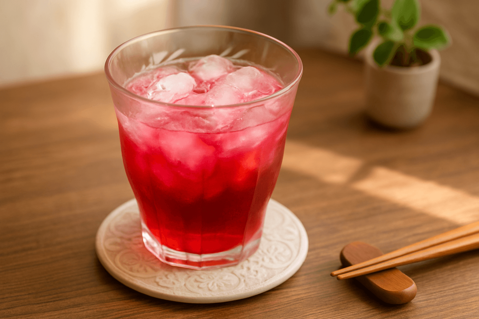 Red Shiso Juice finished dish