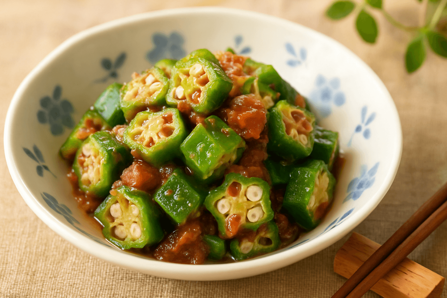 オクラと梅干しの和え物の完成写真