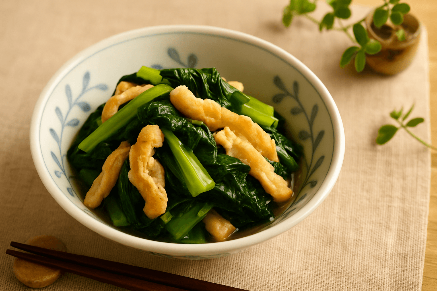 小松菜と油揚げのお浸しの完成写真