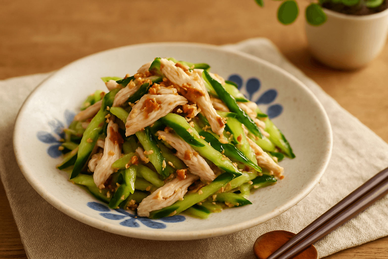 Chicken Breast and Cucumber Plum Salad finished dish