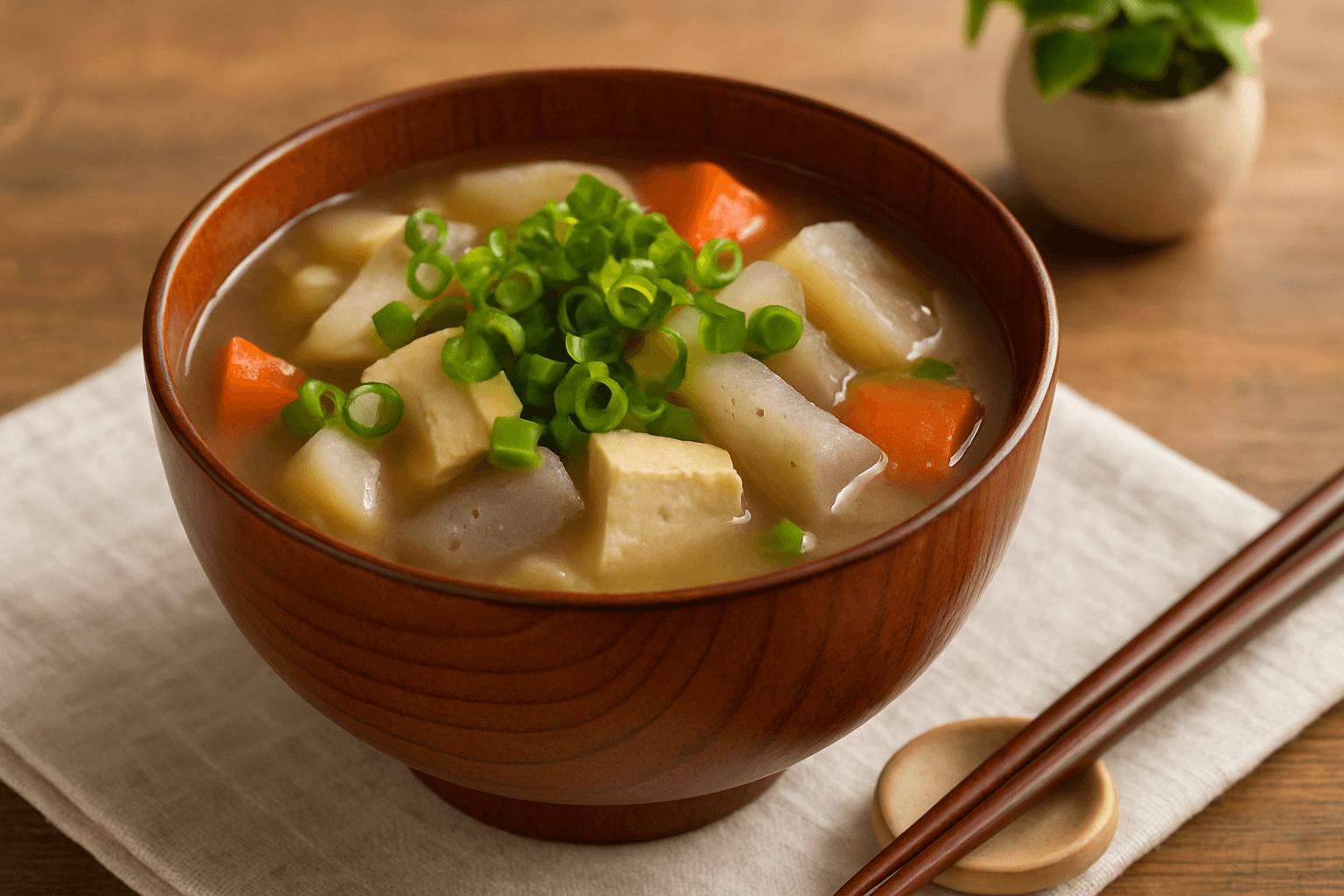 彩り豊かな野菜と旨味が広がるけんちん汁