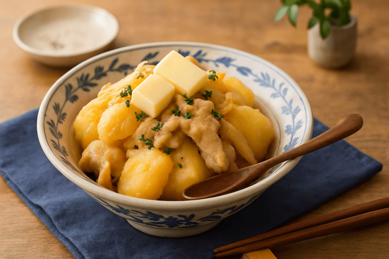 Butter Miso Nikujaga finished dish