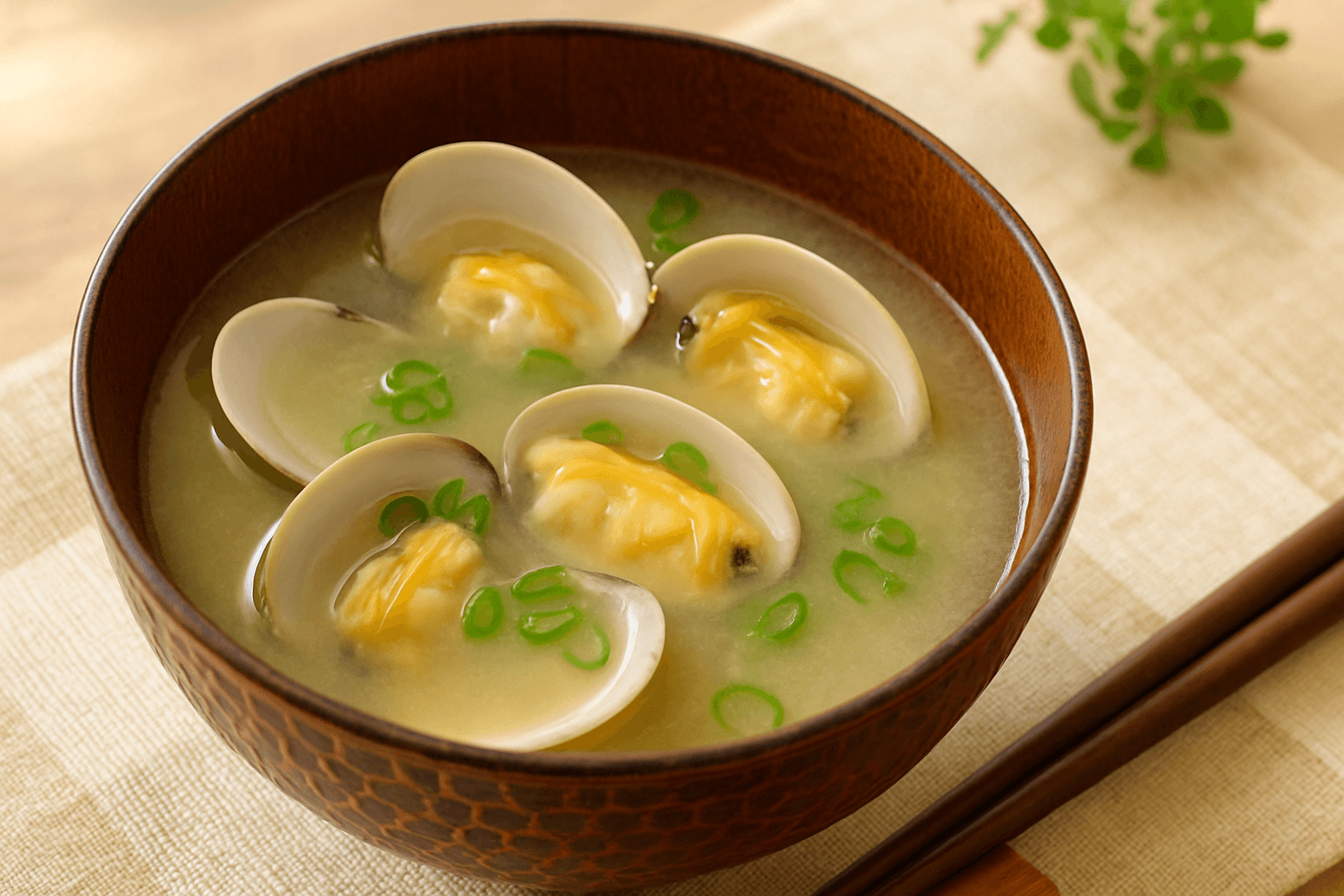 深みある酒蒸し風あさりの味噌仕立て