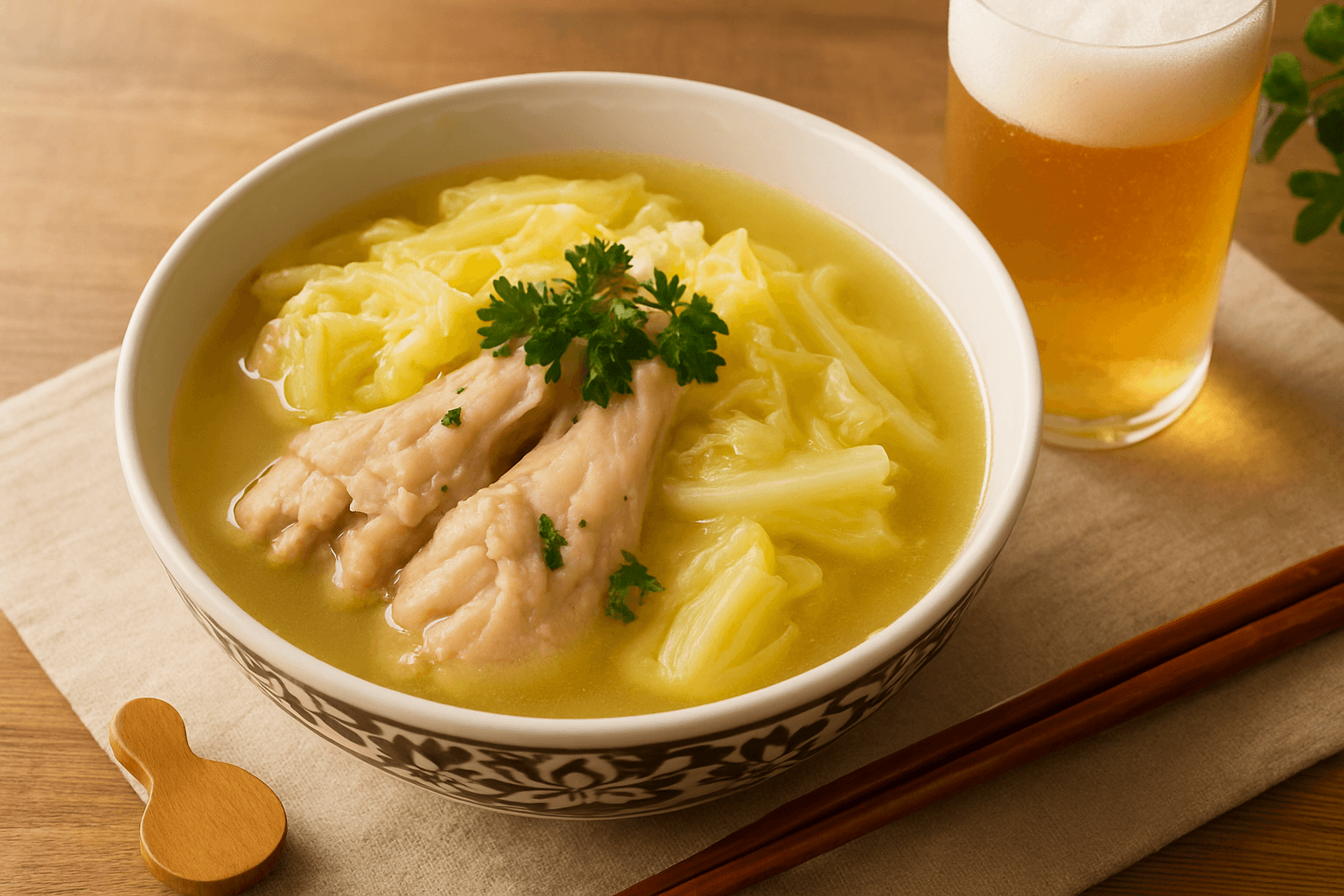 手羽元と白菜のコンソメスープの完成写真