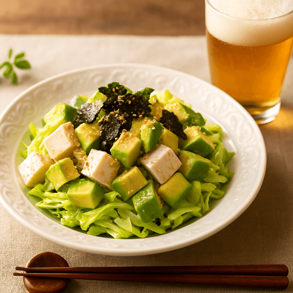 豆腐とアボカドのクリーミー和風サラダ
