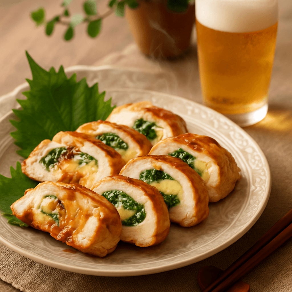 ふわとろチーズと大葉の香りが広がる鶏胸肉焼き