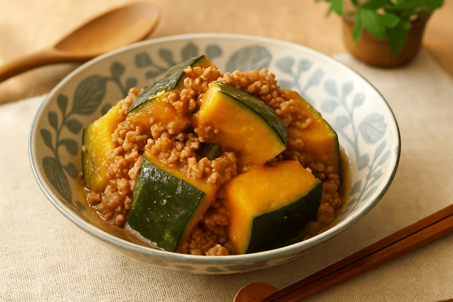 豚そぼろかぼちゃ煮の完成写真