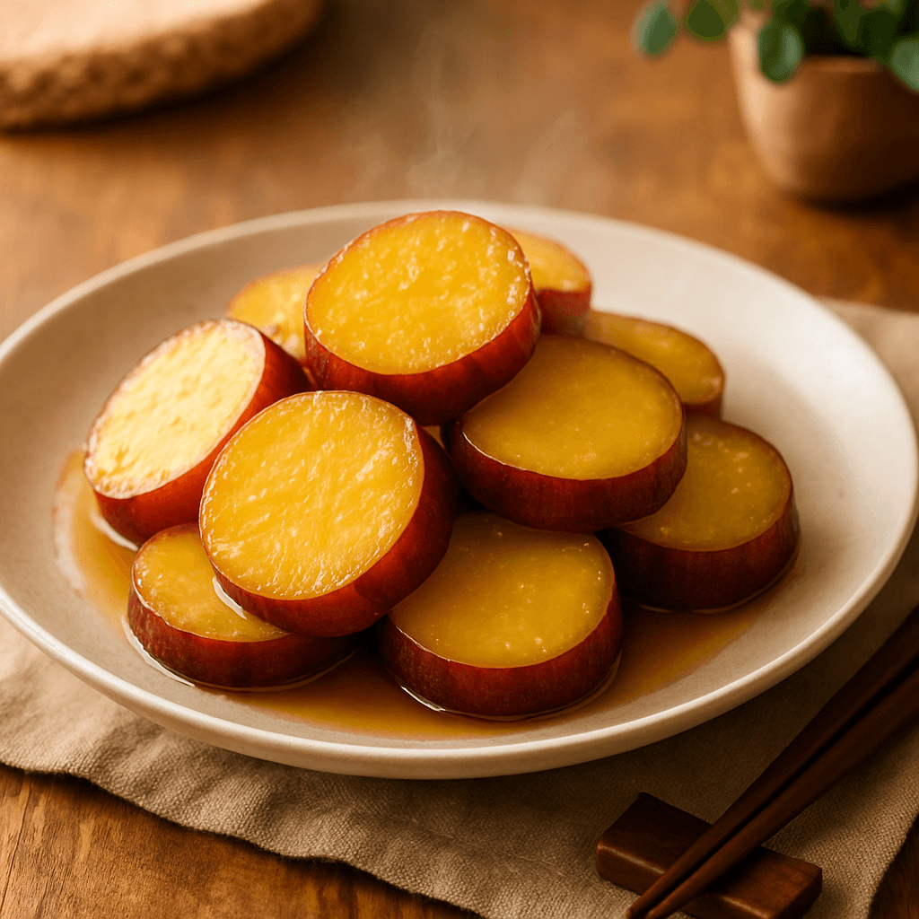 琥珀色に輝くさつまいも煮