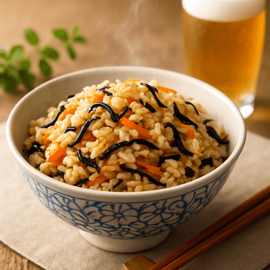 ヘルシーな彩り炊き込みご飯