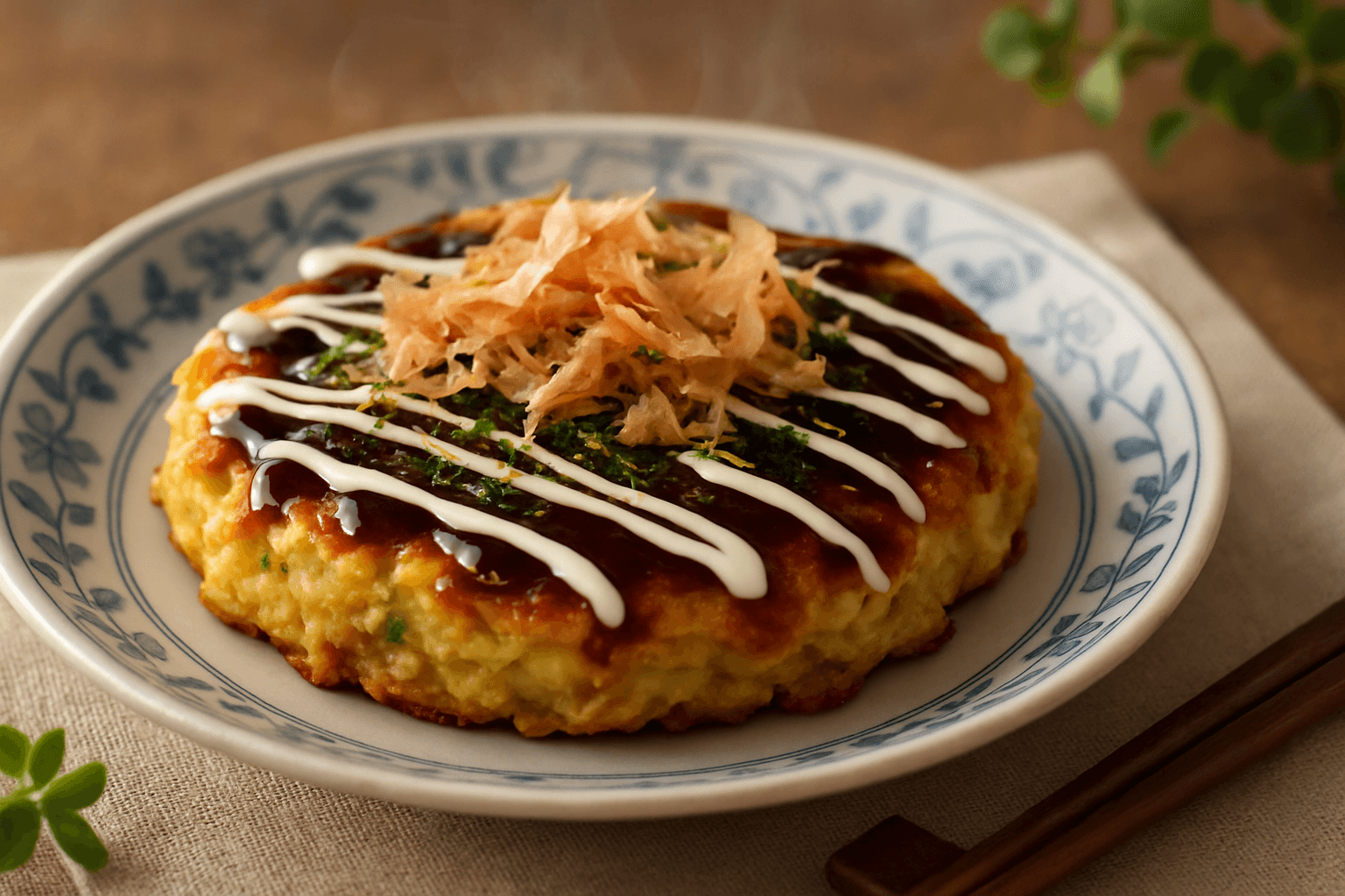 Kansai-Style Okonomiyaki finished dish
