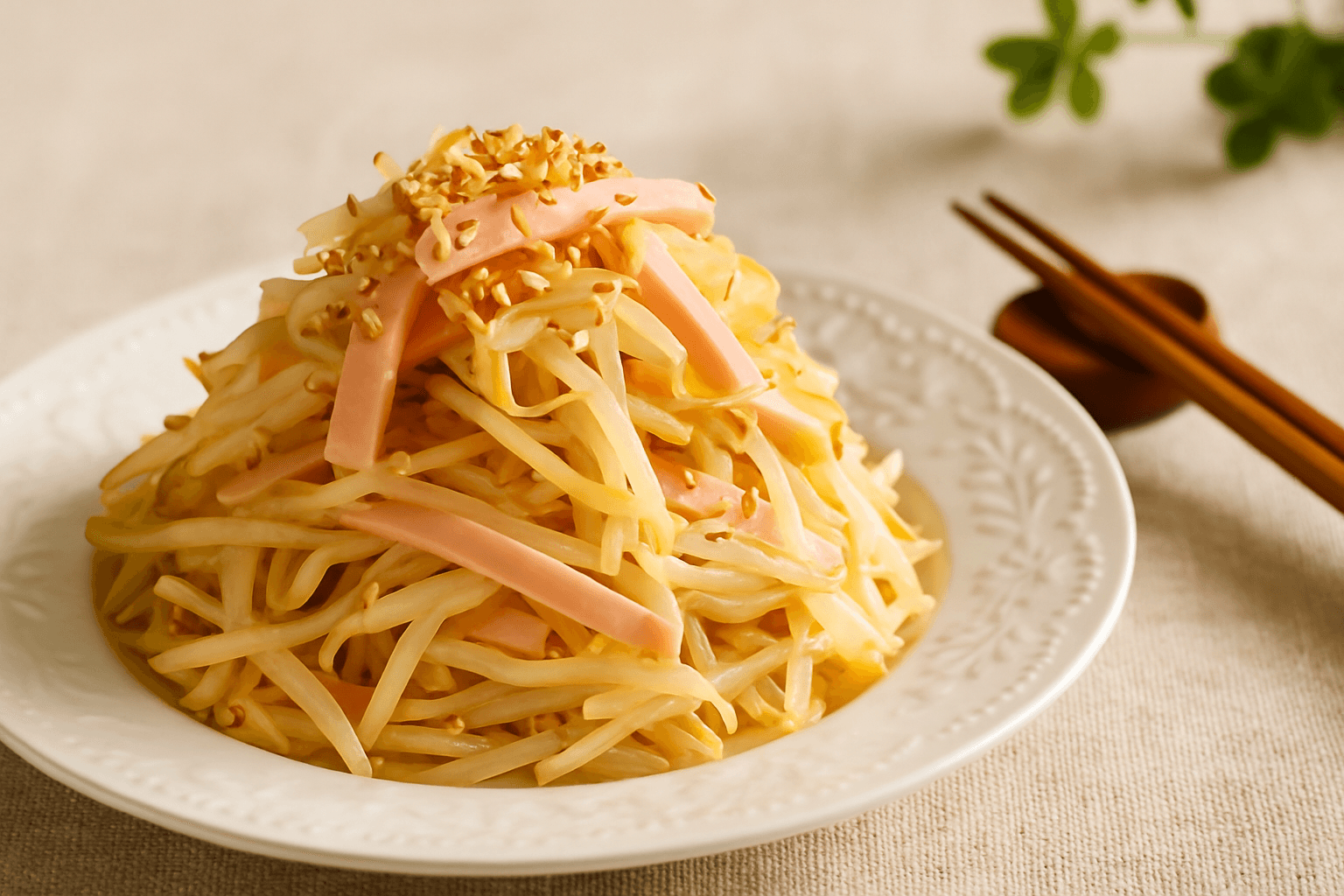 もやしとハムのさっぱり和えサラダ