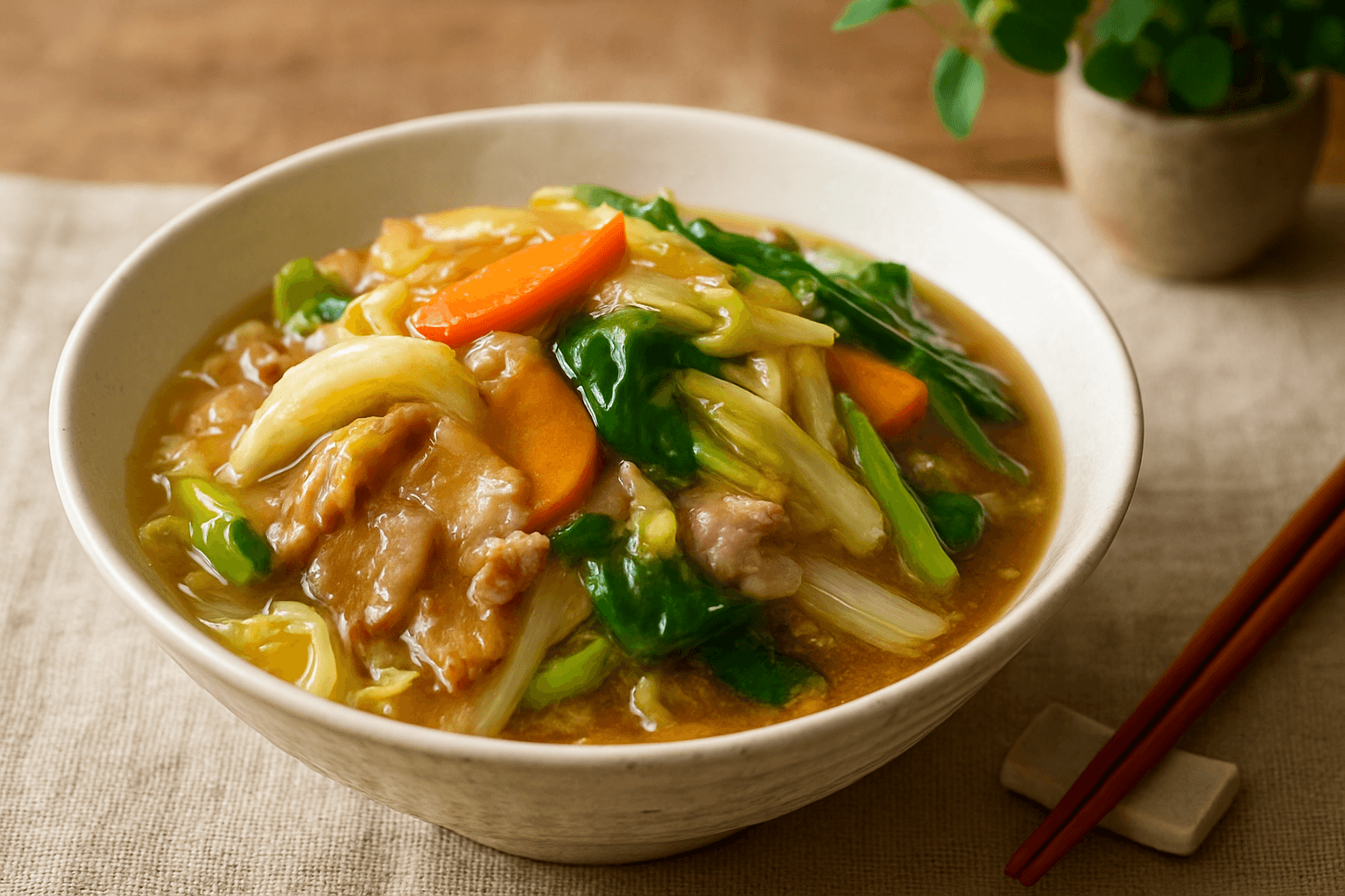 白菜とほうれん草のとろみあん